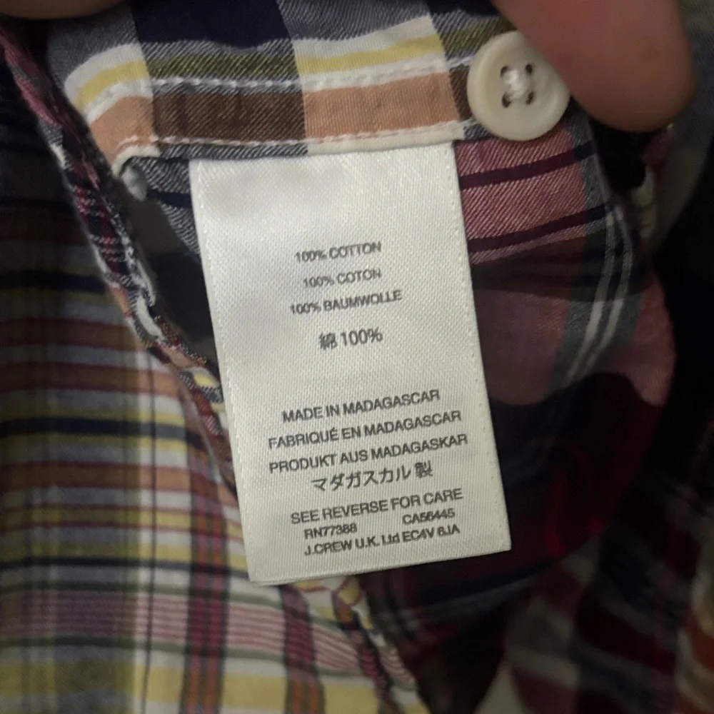 J. Crew Men's Red and Blue Plaid Button Down Shirt